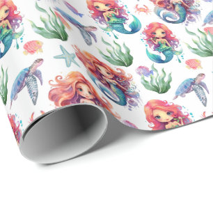 Red Mermaids Wrapping Paper