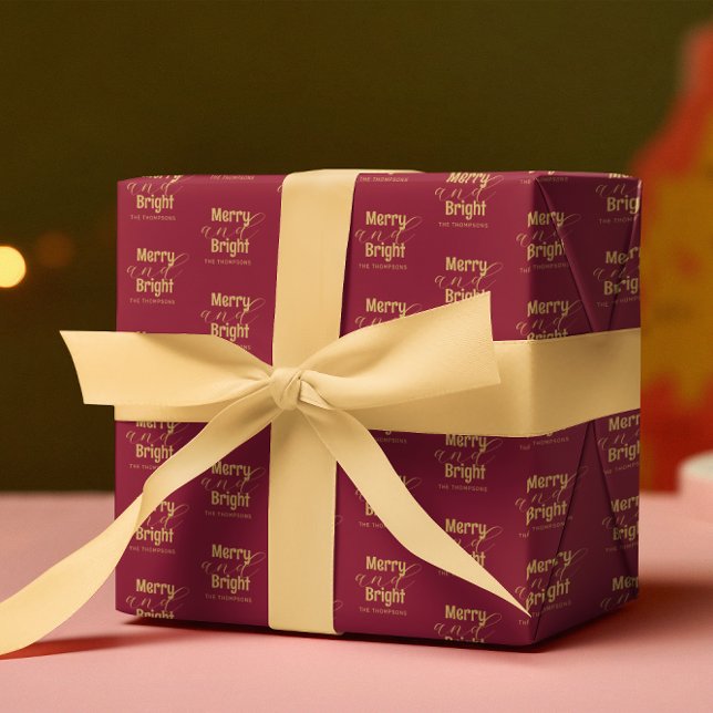 Red Merry and Bright Christmas  Wrapping Paper (Creator Uploaded)