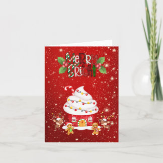 Red Merry and Bright Cupcake Holiday Card