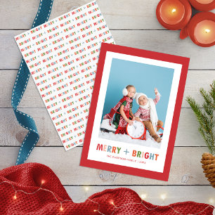 Red Merry and Bright Photo Christmas Holiday Card