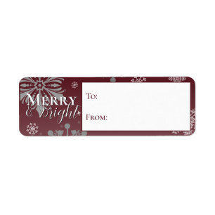 Red Merry and Bright Snowflakes To and From Return Address Label
