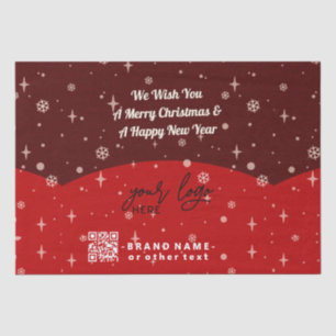 Red Merry Christmas Business Logo QR code Tissue P Paper