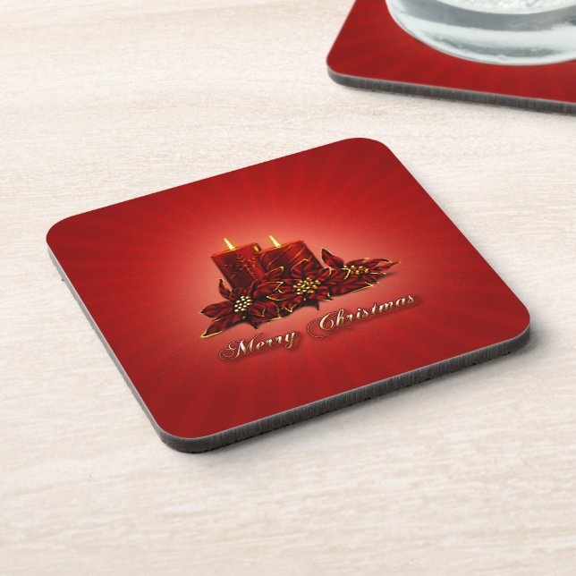 Red Merry Christmas Candle Coaster (Left Side)