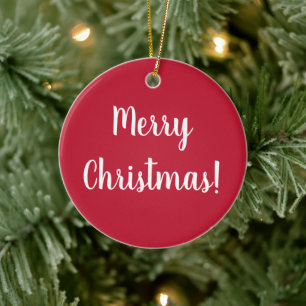 Red Merry Christmas Christmas 2022 Typography Ceramic Ornament