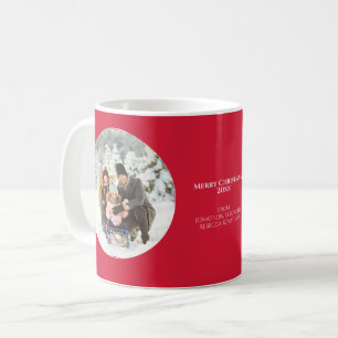 Red Merry Christmas Circular Photo Your Text Coffee Mug