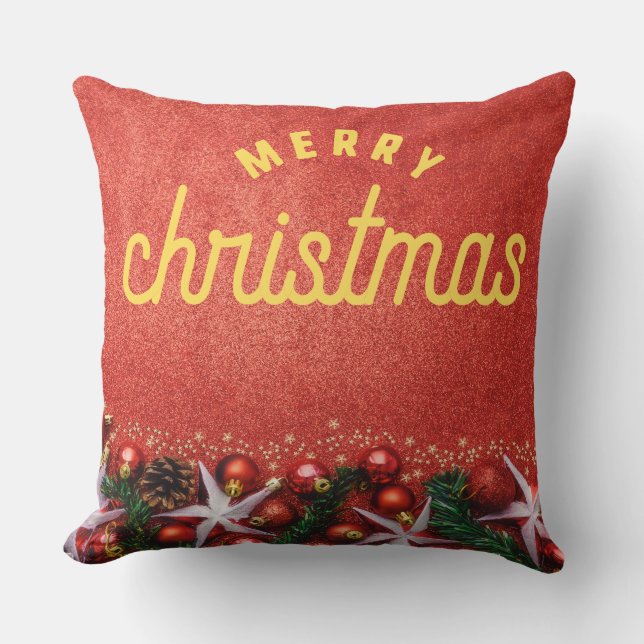 Red Merry Christmas Cushion (Front)