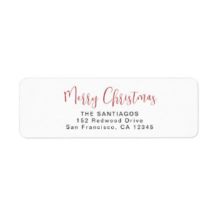 Red Merry Christmas Custom Holiday Address Return Address Label
