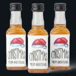 Red Merry Christmas Cute Santa Hat    Liquor Bottle Label<br><div class="desc">Cute watercolor Red Merry Christmas Santa Hat with word "Christmas" in whimsical typography. Customise Name or Wordings. Perfect for Christmas or Holiday.</div>