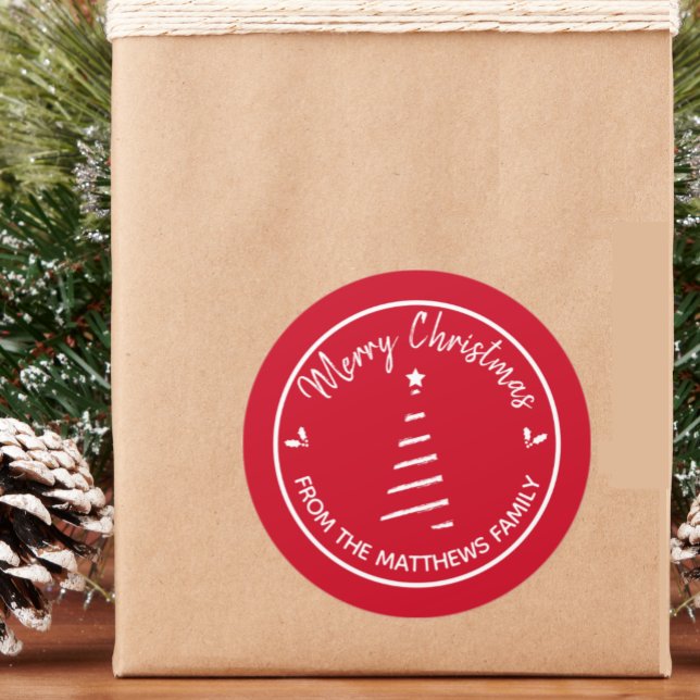 Red Merry Christmas From Custom Name Sticker (Creator Uploaded)