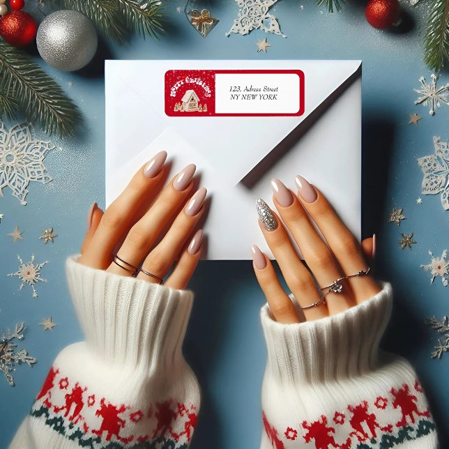 Red Merry Christmas Graffiti Return Address Label (Creator Uploaded)