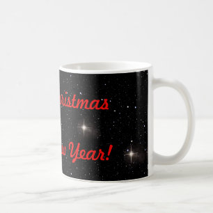 Red Merry Christmas & Happy New Year On Stars Coffee Mug