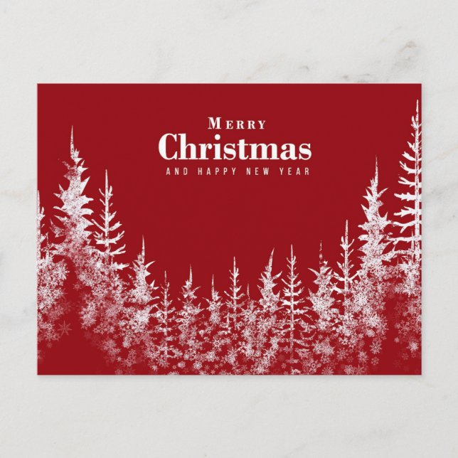 Red Merry Christmas/Happy New Year Postcard (Front)