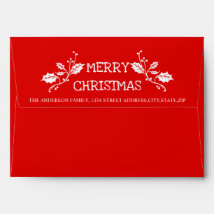 Red Merry Christmas Holiday Mailing Envelope