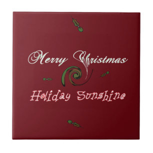 Red Merry Christmas Holiday Sunshine Wishes.png Ceramic Tile
