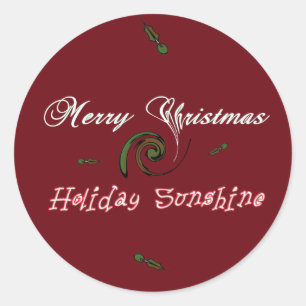 Red Merry Christmas Holiday Sunshine Wishes.png Classic Round Sticker