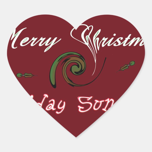 Red Merry Christmas Holiday Sunshine Wishes.png Heart Sticker (Front)