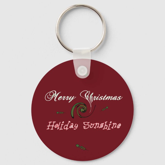 Red Merry Christmas Holiday Sunshine Wishes.png Key Ring (Front)