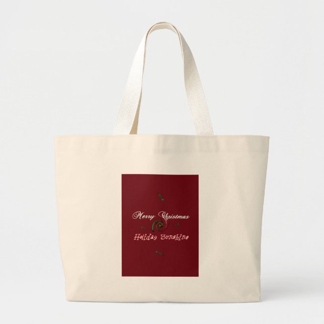 Red Merry Christmas Holiday Sunshine Wishes.png Large Tote Bag (Front)