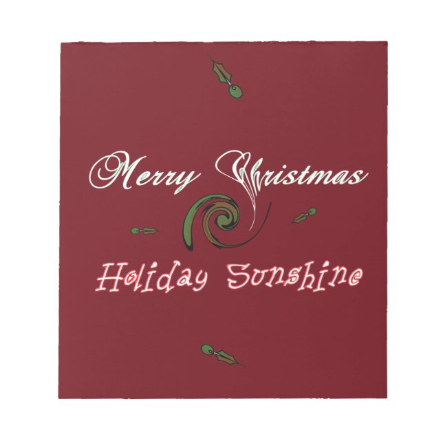 Red Merry Christmas Holiday Sunshine Wishes.png Notepad (Front)