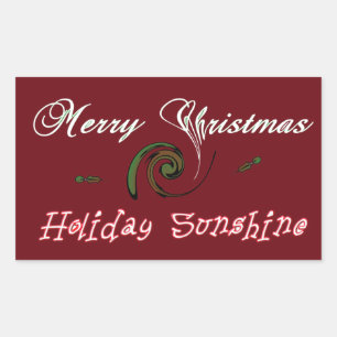 Red Merry Christmas Holiday Sunshine Wishes.png Rectangular Sticker