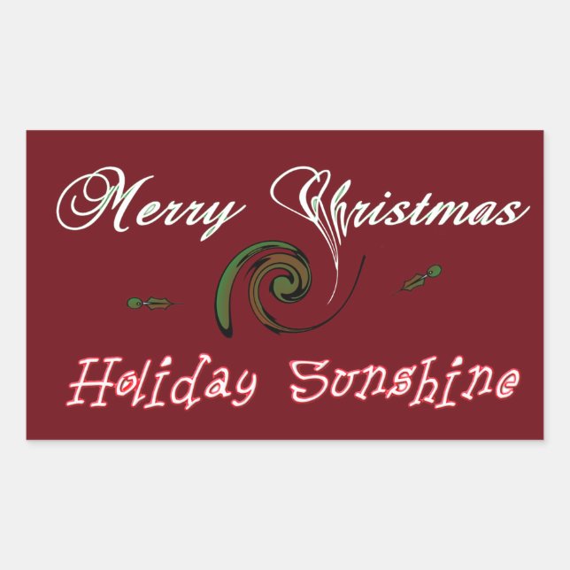 Red Merry Christmas Holiday Sunshine Wishes.png Rectangular Sticker (Front)