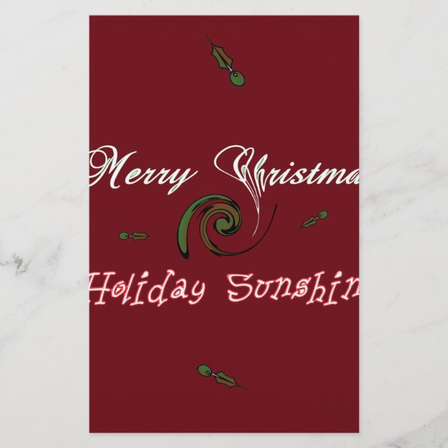 Red Merry Christmas Holiday Sunshine Wishes.png Stationery (Front)