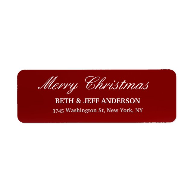 Red Merry Christmas Message Family Sheet Return Address Label (Front)