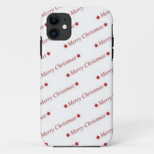 Red Merry Christmas On Whote Background iPhone 11 Case