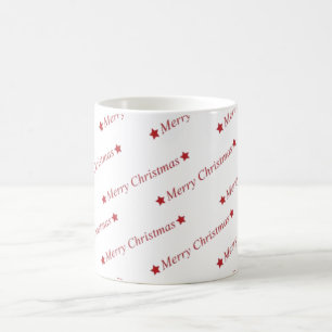 Red Merry Christmas On Whote Background Coffee Mug