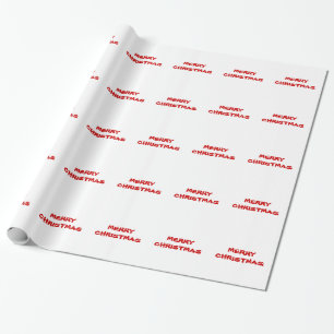 Red Merry Christmas On Whote Background Wrapping Paper