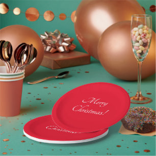 Red Merry Christmas Paper Plate