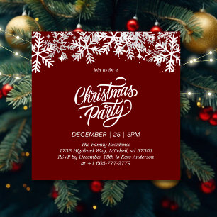 Red Merry Christmas Party Invitation