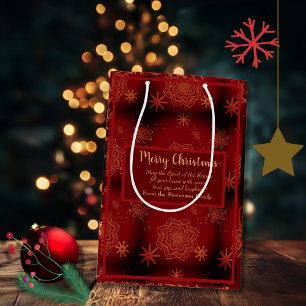 Red Merry Christmas Personalised Medium Gift Bag