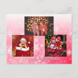 Red Merry Christmas Personalised Photo Postcard