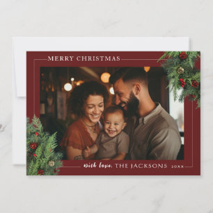 Red Merry Christmas Photo Card with Envelope