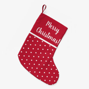 Red Merry Christmas Polka Dots Festive Small Christmas Stocking
