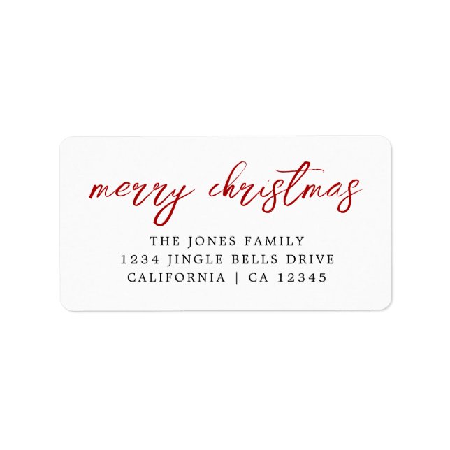 Red Merry Christmas Return Address Label (Front)