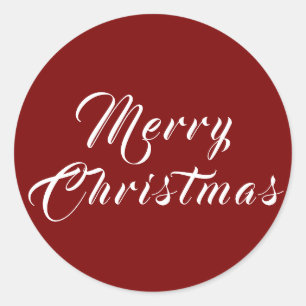 Red Merry Christmas Script Holiday Classic Round Sticker