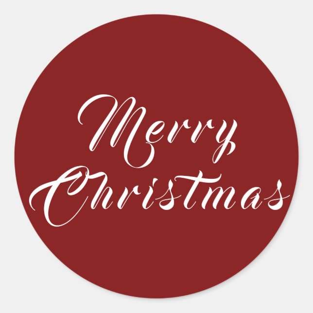 Red Merry Christmas Script Holiday Classic Round Sticker (Front)