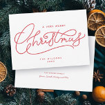 Red Merry Christmas Script Minimalist Holiday Card<br><div class="desc">Send out some holiday cheer with this minimalist holiday card featuring a trendy hand lettered red "Merry Christmas" script. Stylish and simple,  this design is perfect for spreading joy in a modern,  understated way.</div>