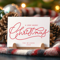 Red Merry Christmas Script Minimalist 