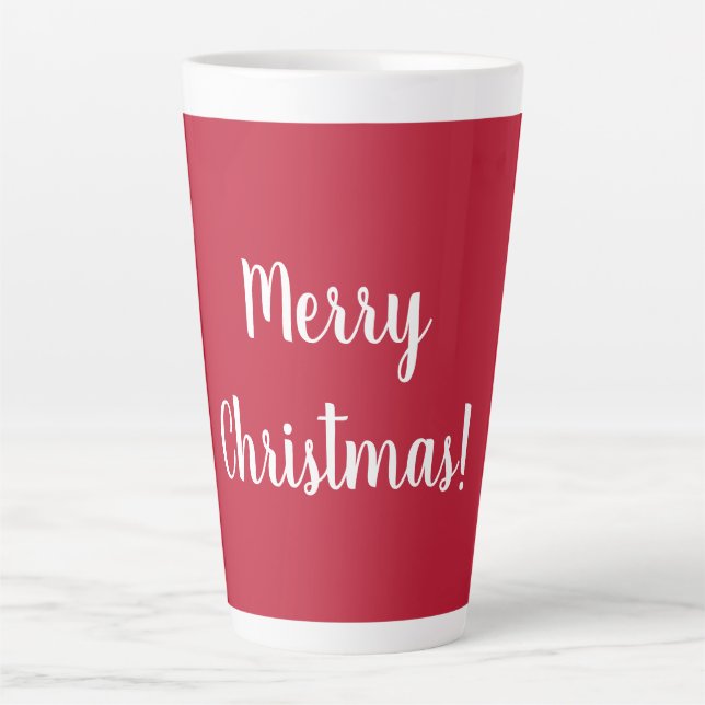 Red Merry Christmas Script Typography Latte Mug (Front)