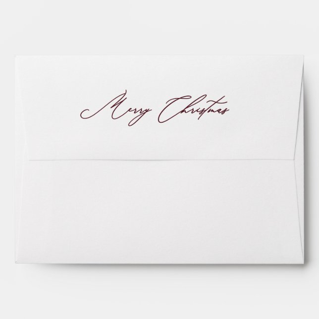 Red Merry Christmas Script with Watercolor Envelope (Back (Top Flap))