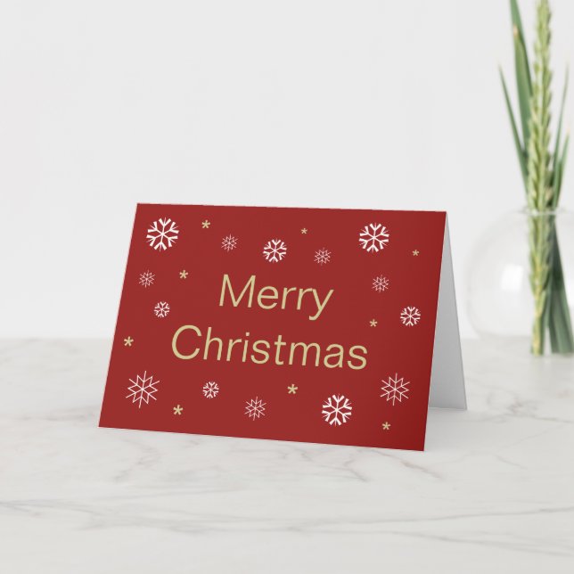 Red Merry Christmas Snowflakes Business Card (Front)