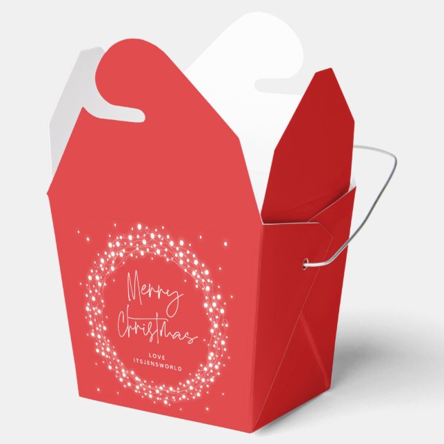 Red Merry Christmas Sparkling Lights Favour Box (Opened)