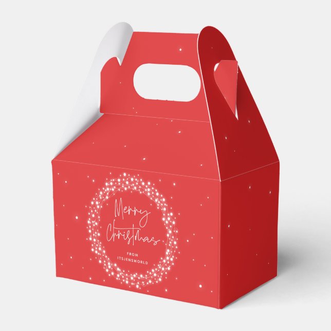 Red Merry Christmas Sparkling Lights Favour Box (Front Side)