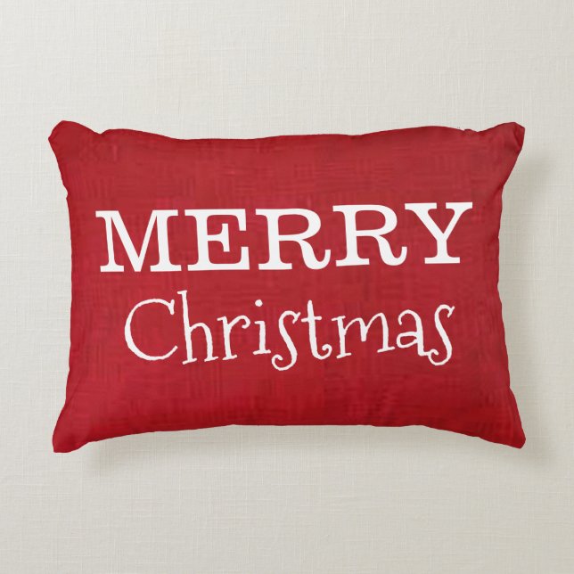 “Red Merry Christmas” Throw Pillow (Front)