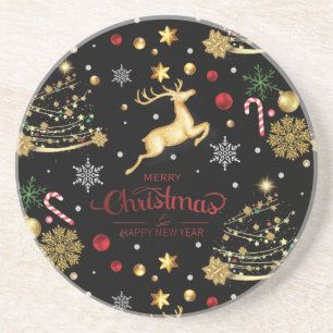 Red Merry Christmas Tree Coaster