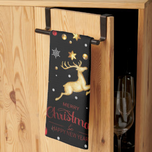 Red Merry Christmas Tree Tea Towel