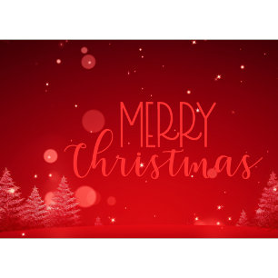 Red Merry Christmas Trees Business Holiday Card